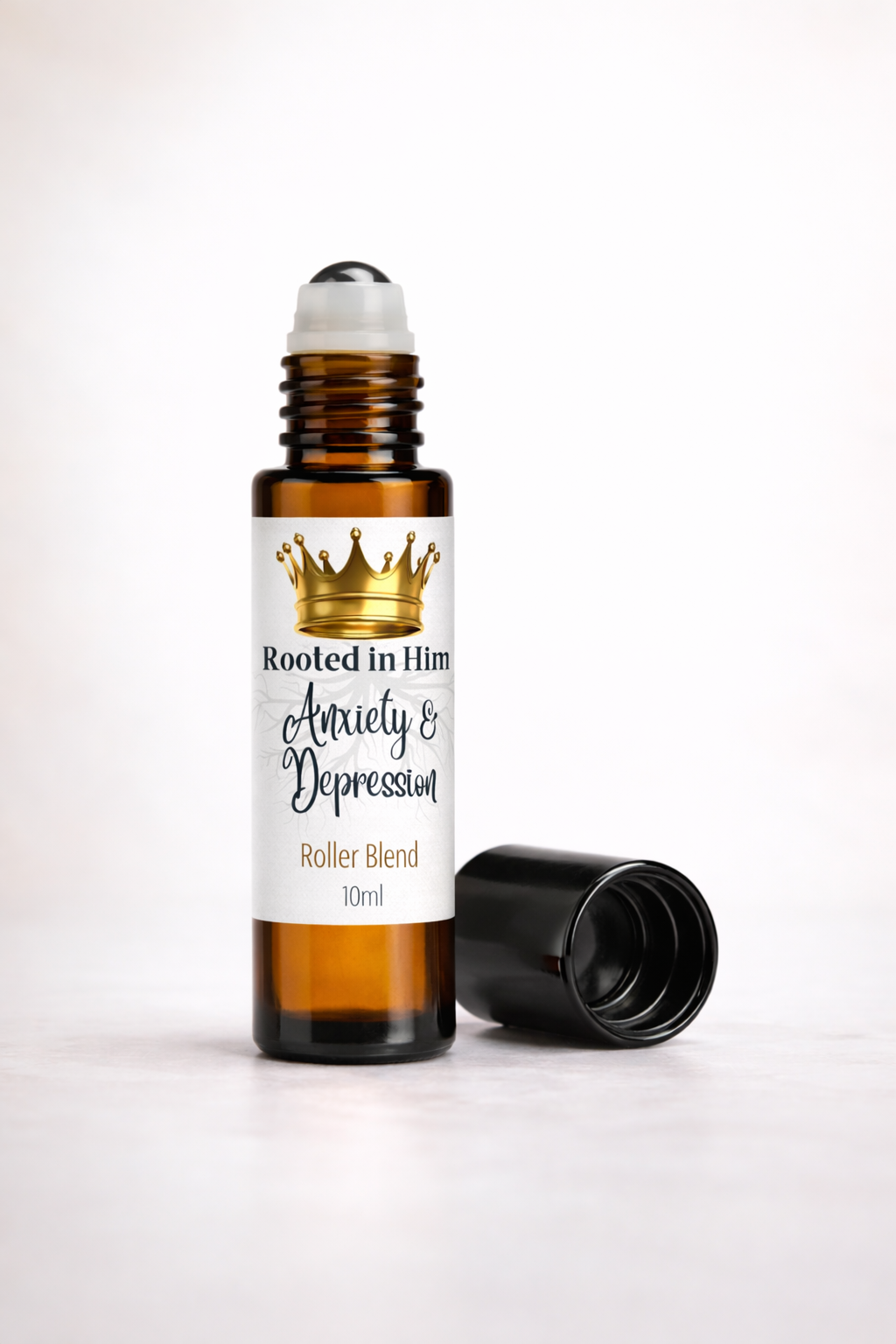anxiety depression roller blend 10ml amber bottle rooted in him