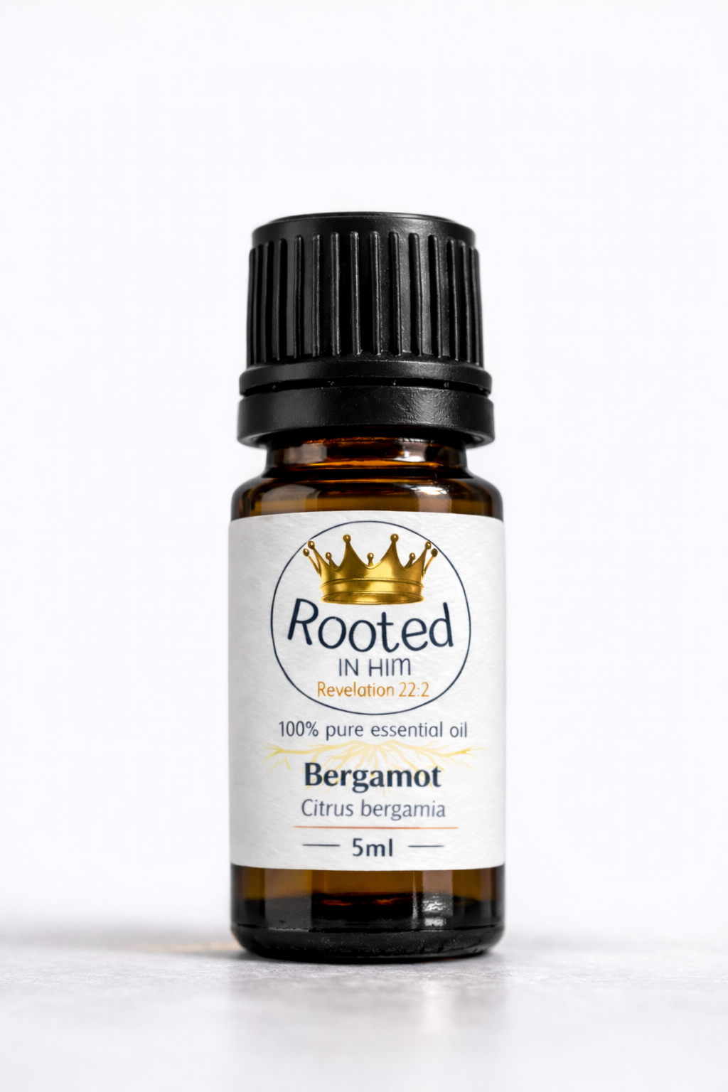 bergamot essential oil 5ml amber bottle rooted in him