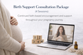 Pregnant woman attending faith-based birth support consultation sessions online for pregnancy preparation and encouragement.