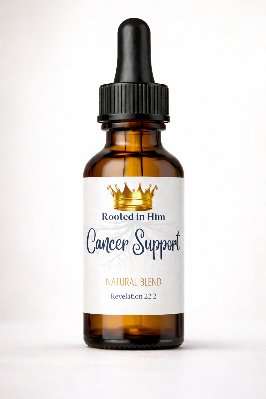 cancer support healing oil blend 30ml amber bottle rooted in him