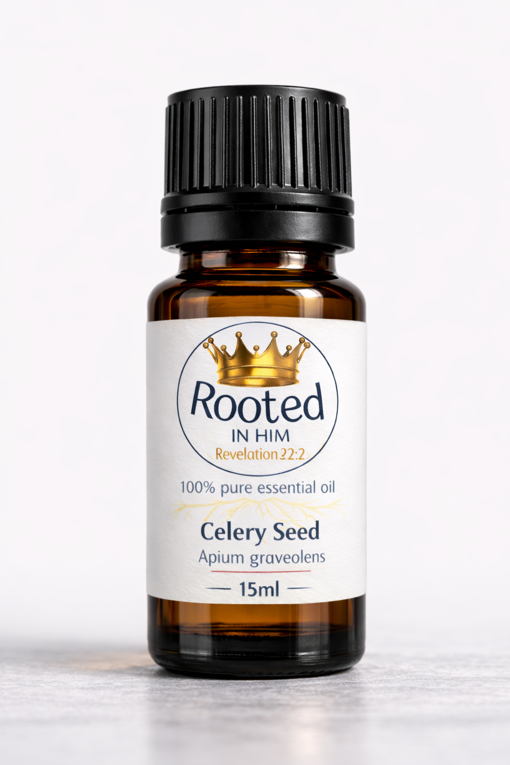 celery seed essential oil 15ml amber bottle rooted in him