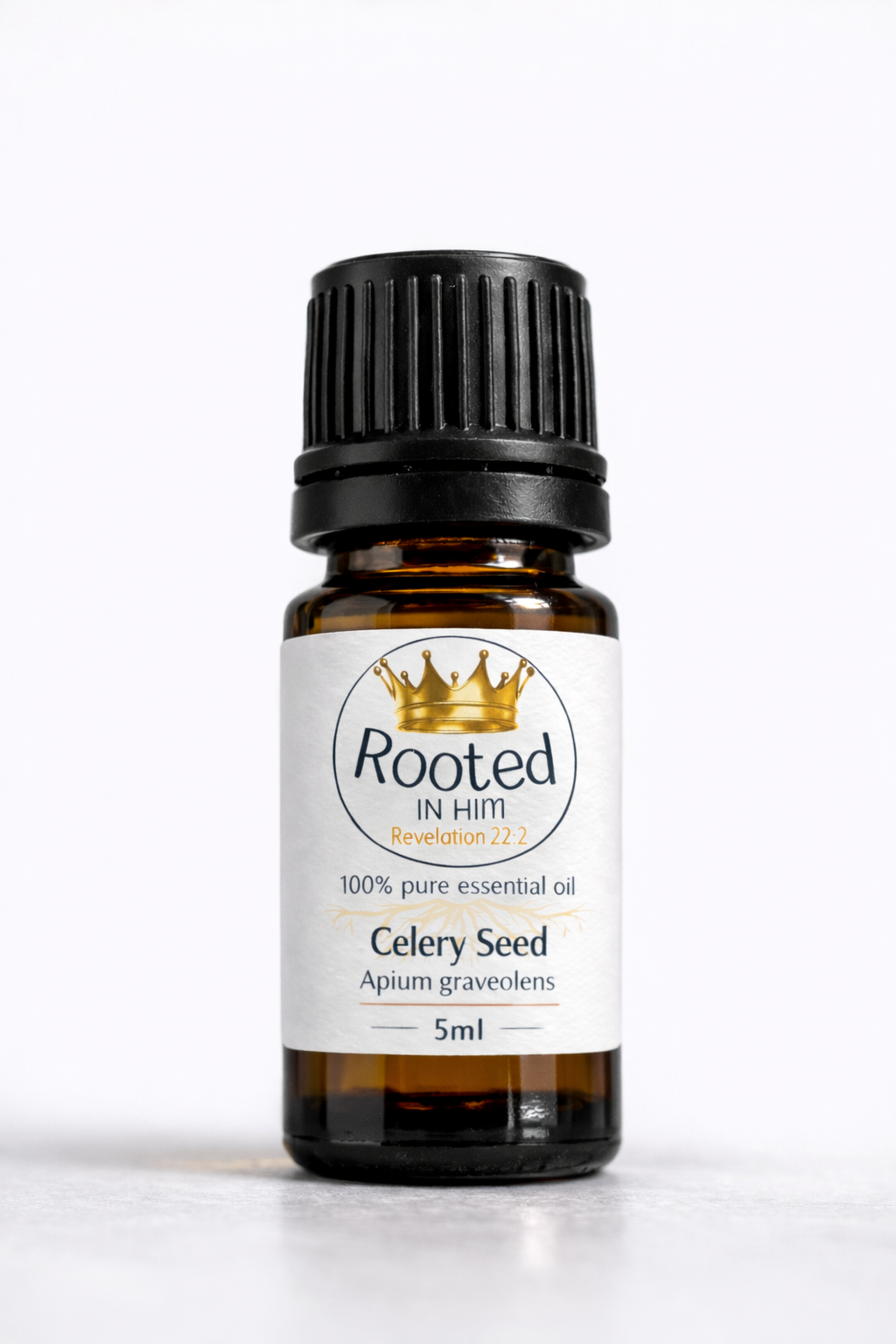 celery seed essential oil 5ml amber bottle rooted in him