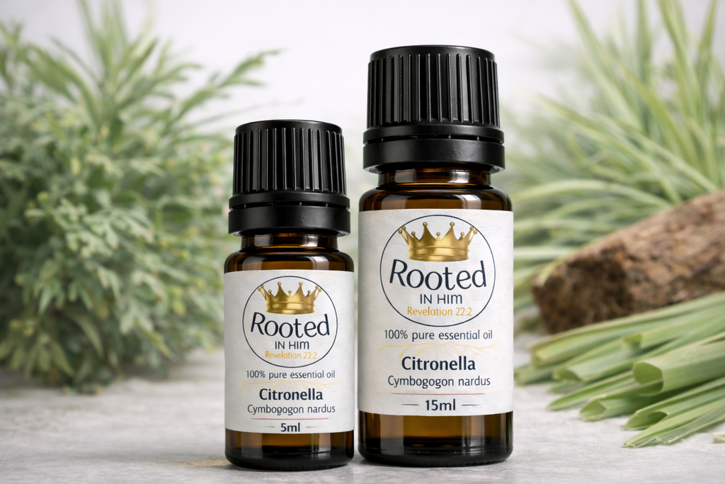 citronella essential oil bottles 5ml and 15ml rooted in him