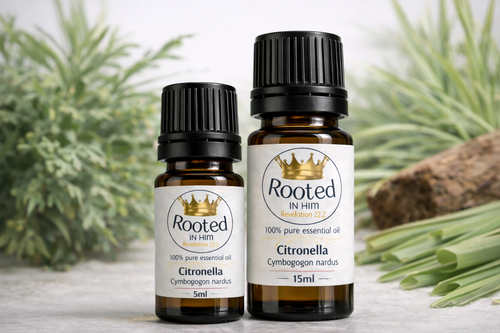 citronella essential oil bottles 5ml and 15ml rooted in him