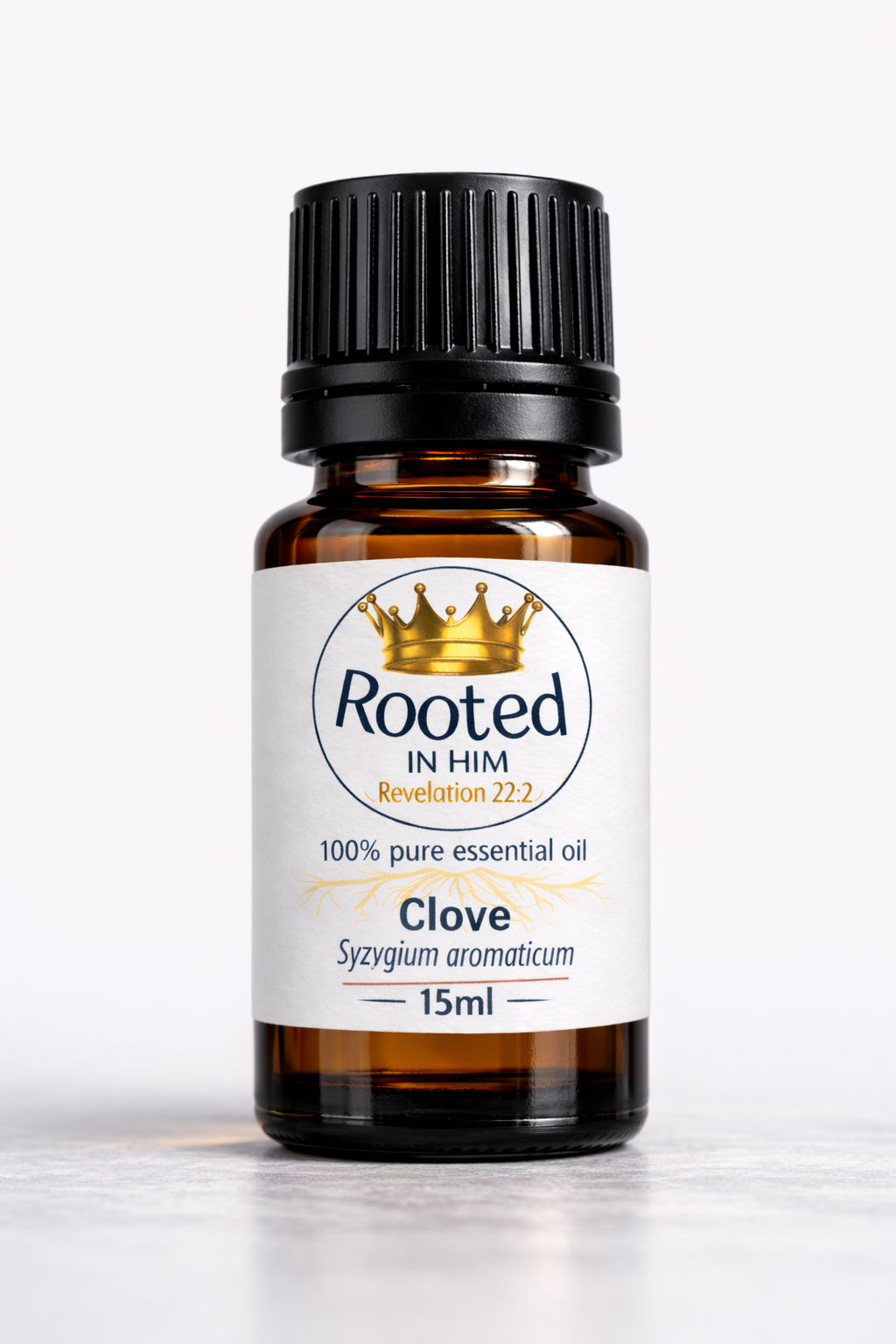 clove essential oil 15ml amber bottle rooted in him