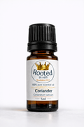coriander essential oil 5ml amber bottle rooted in him