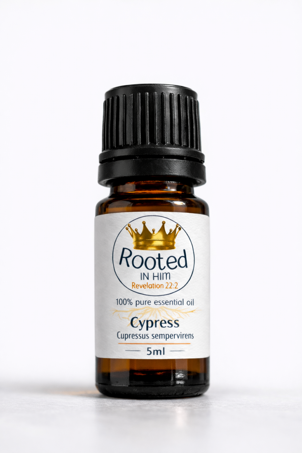 cypress essential oil 5ml amber bottle rooted in him