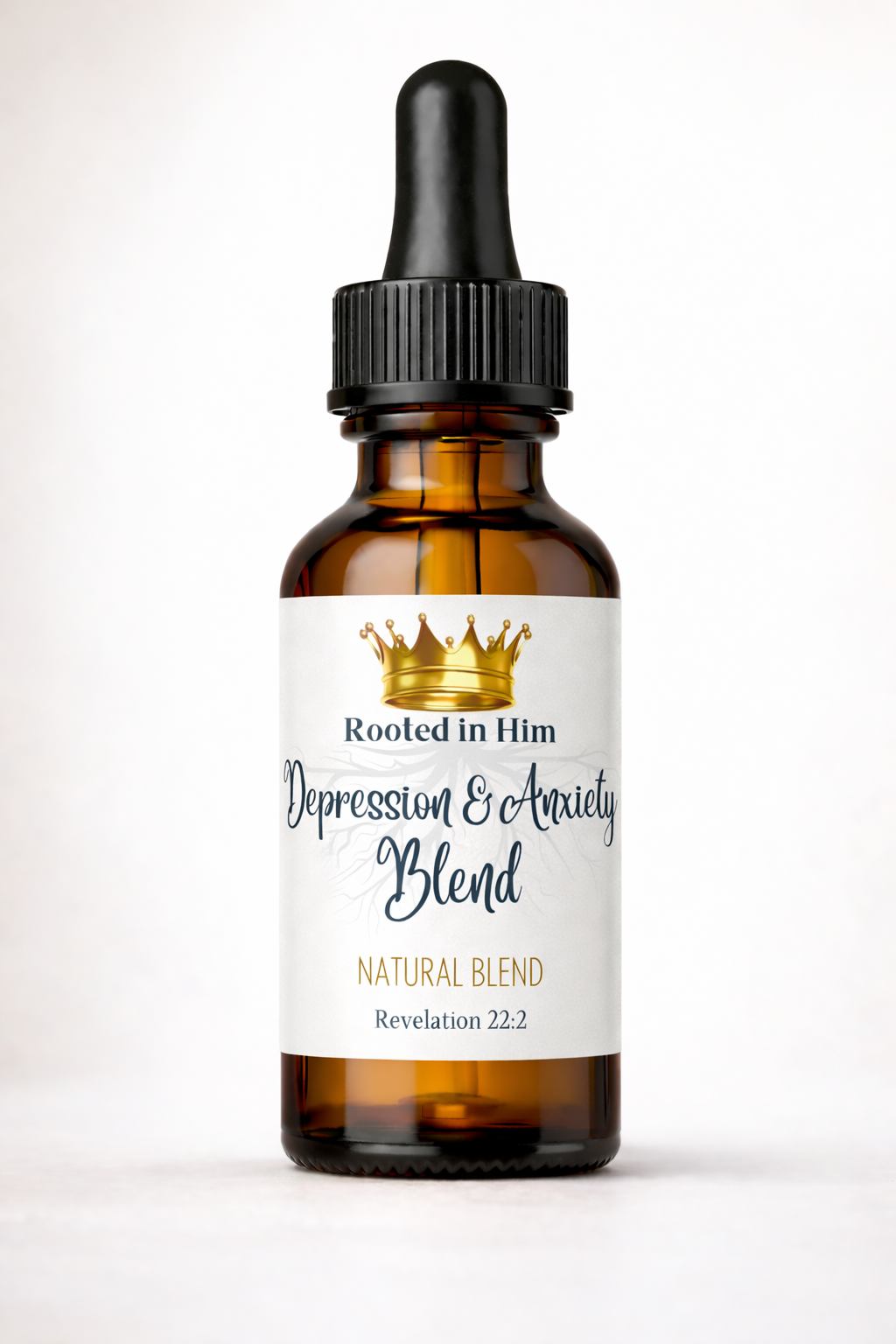 depression anxiety healing oil blend 30ml amber bottle rooted in him