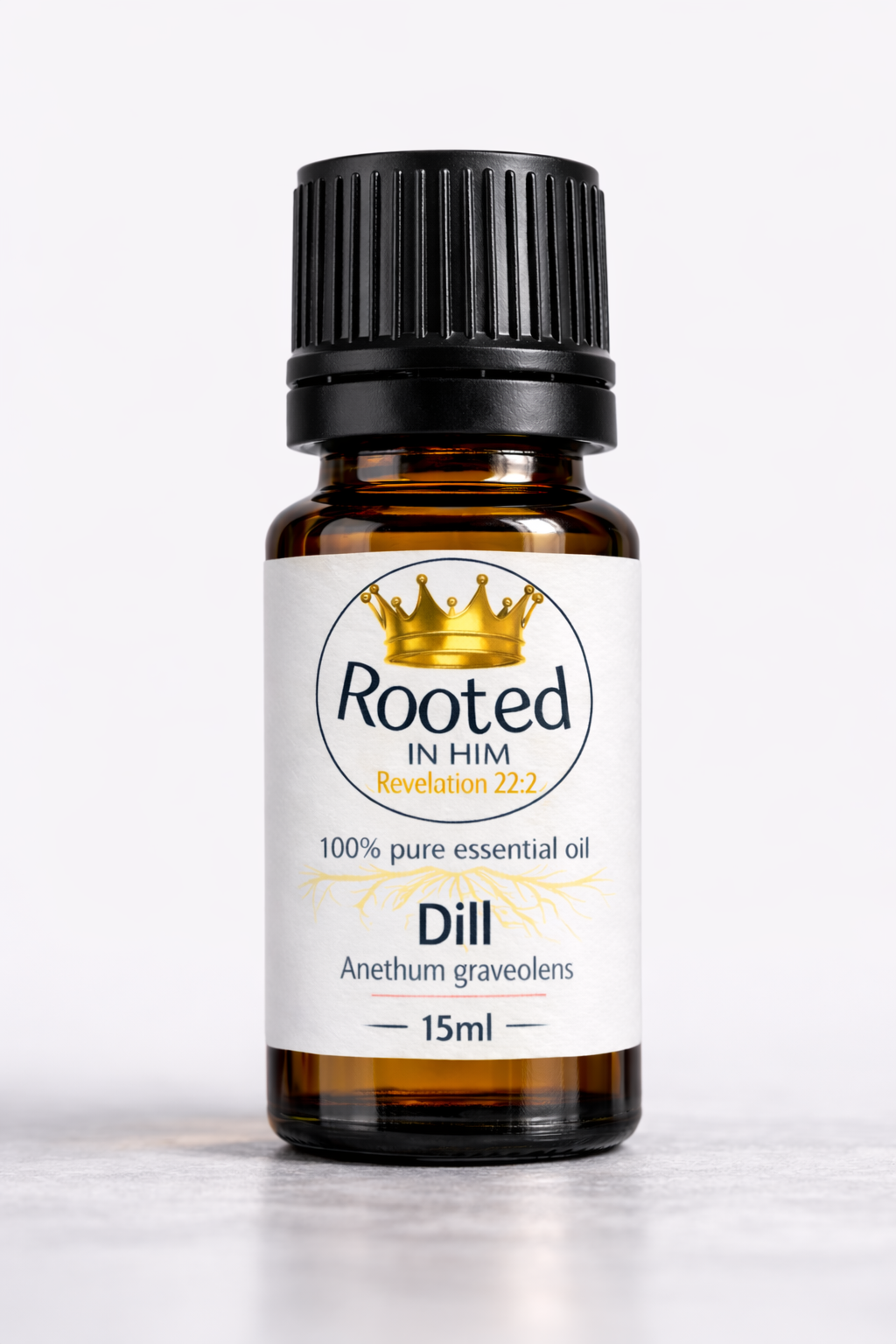 dill essential oil 15ml amber bottle rooted in him