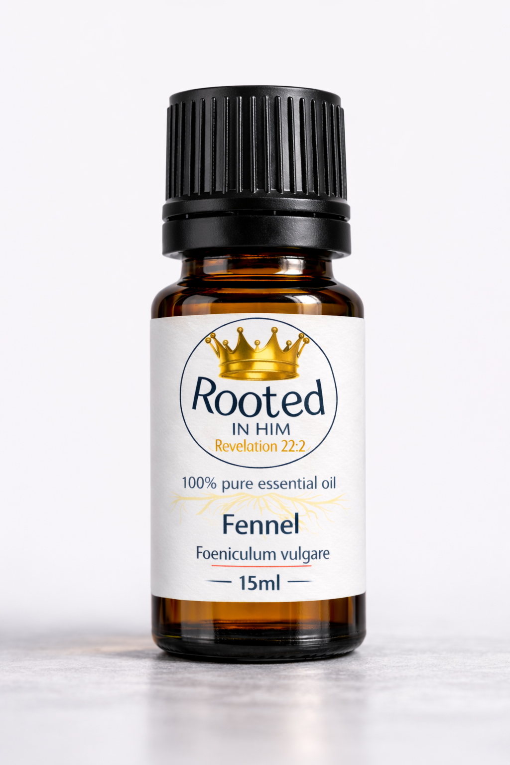 fennel essential oil 15ml amber bottle rooted in him