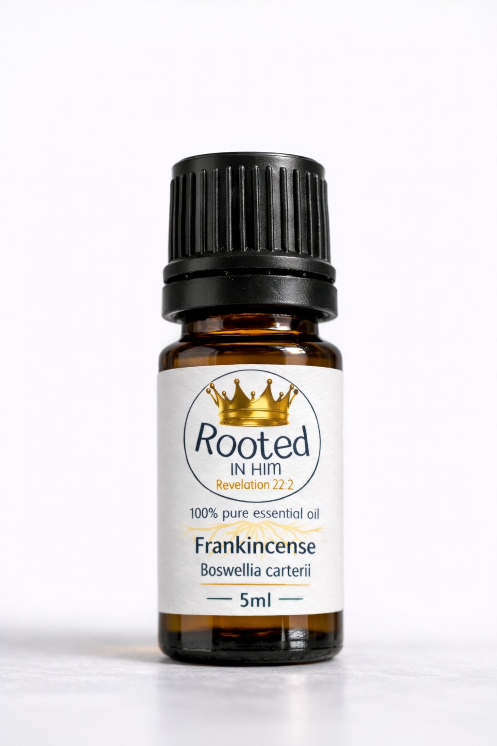 frankincense essential oil 5ml amber bottle rooted in him