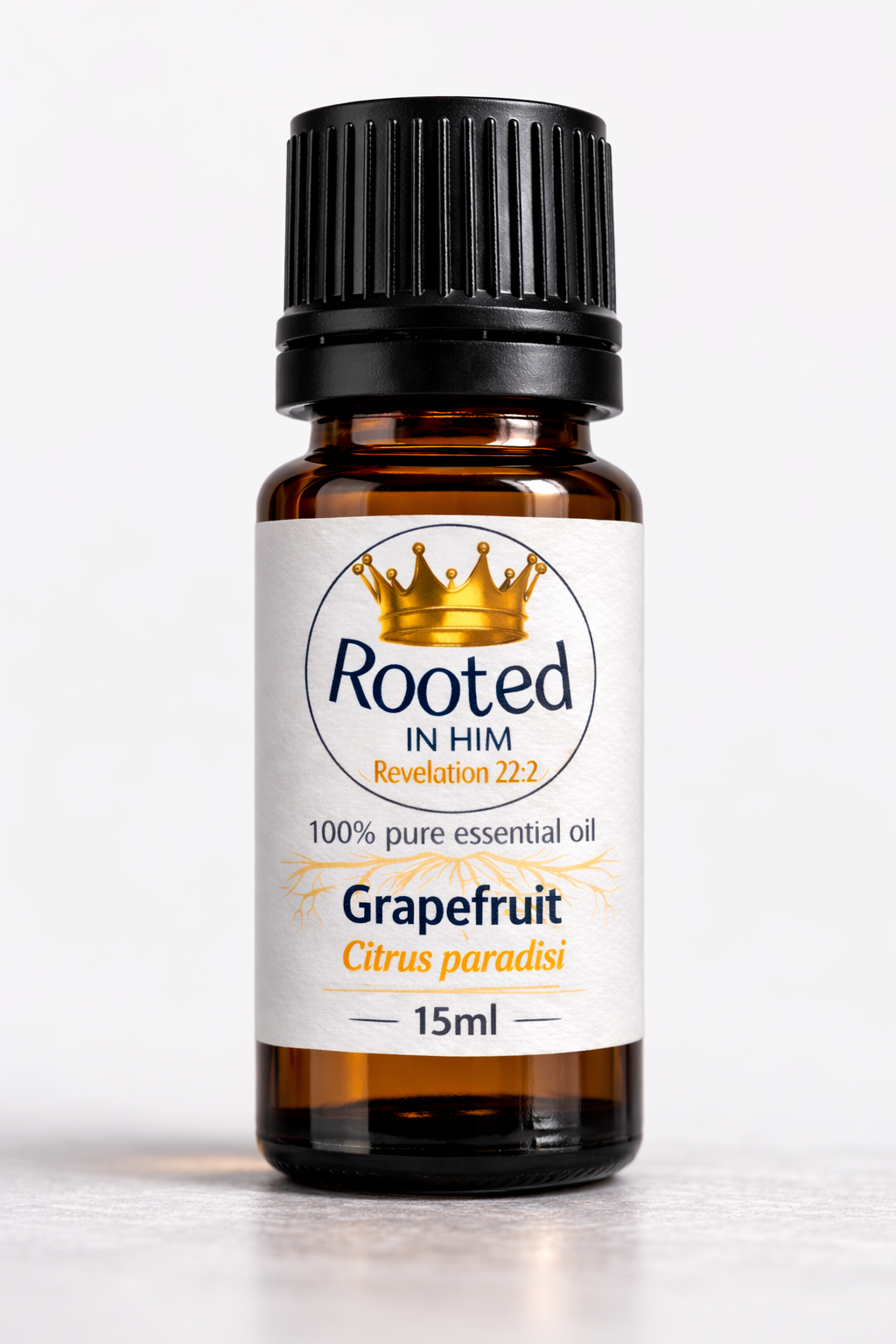 grapefruit essential oil 15ml amber bottle rooted in him