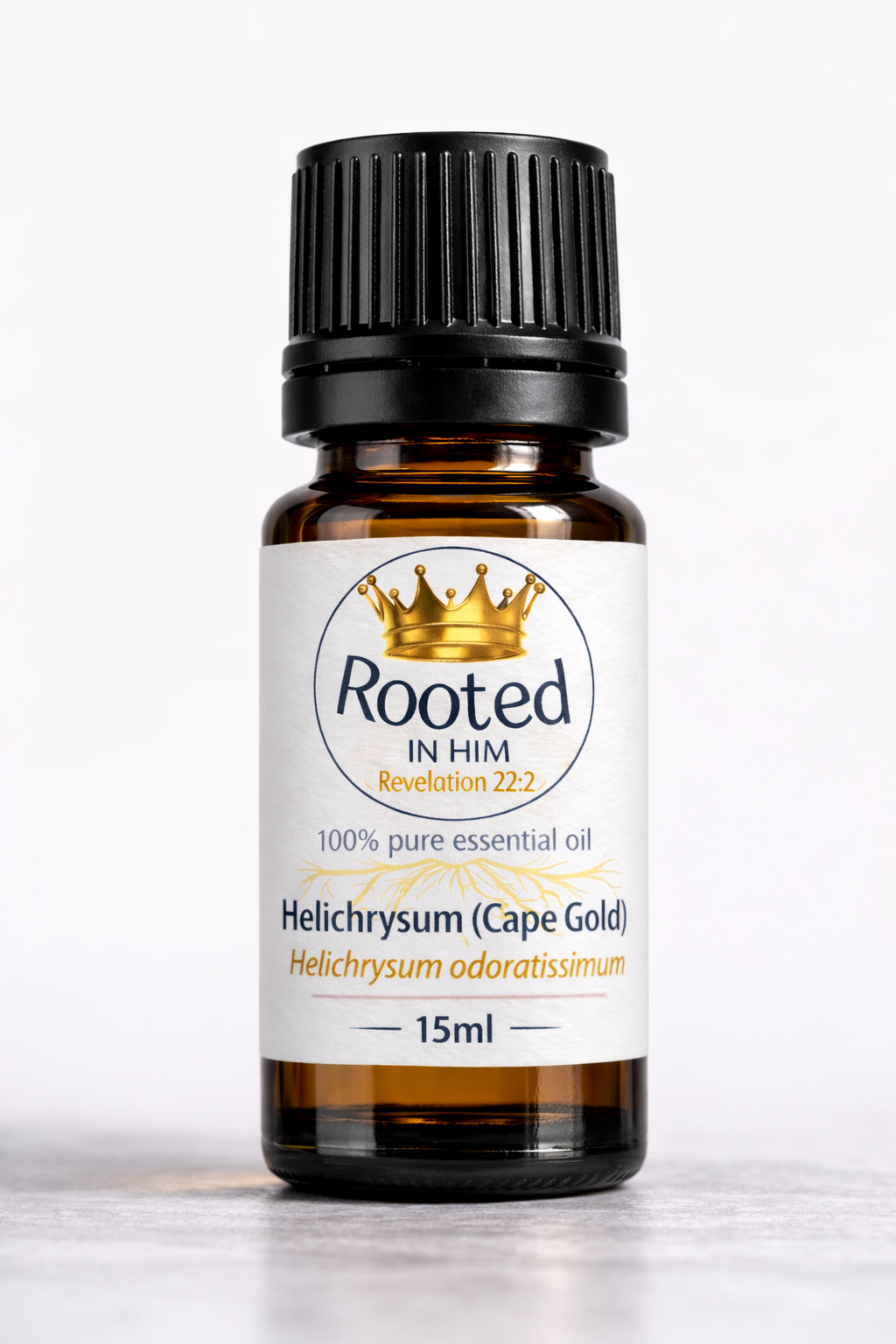 helichrysum cape gold essential oil 15ml amber bottle rooted in him