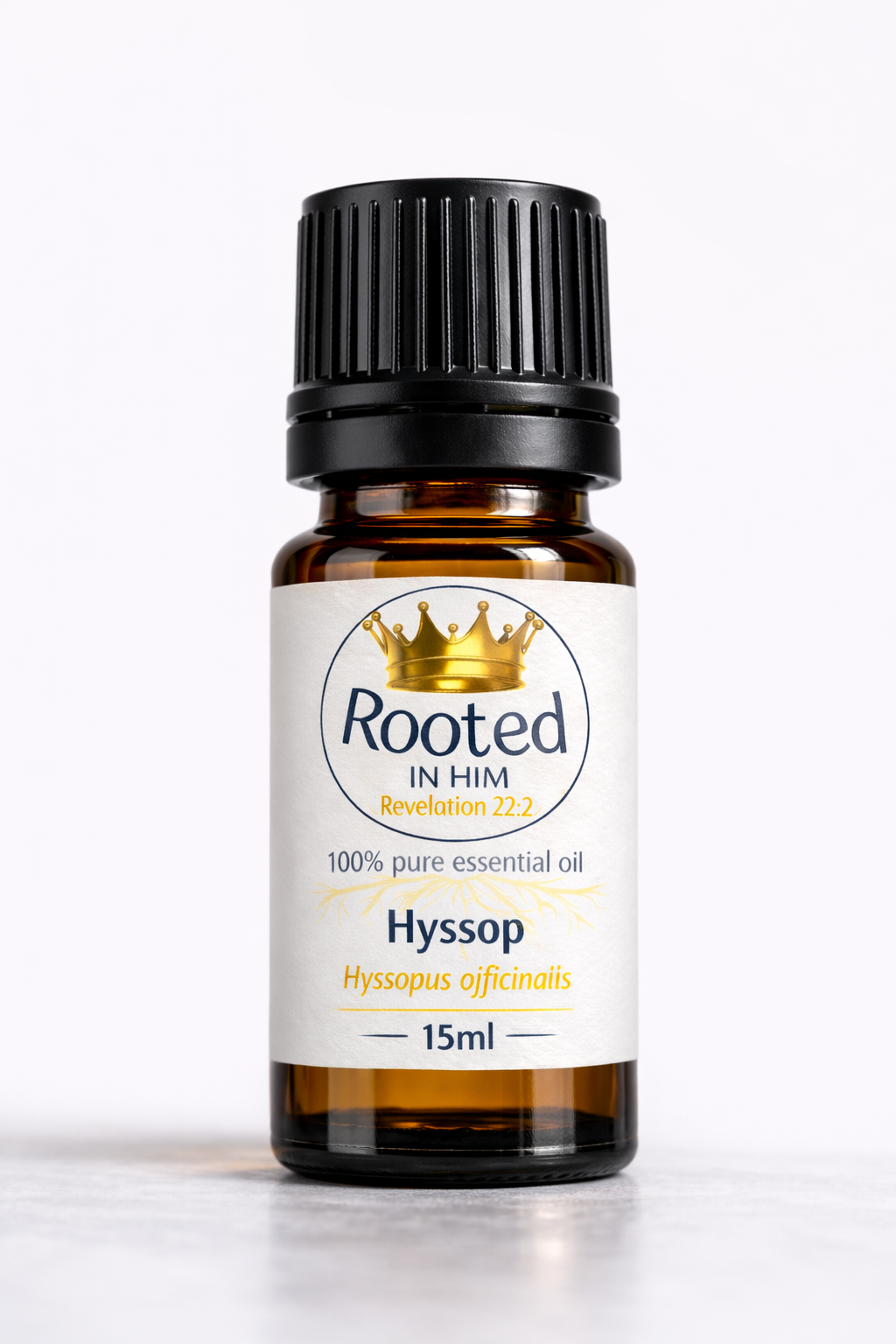 hyssop essential oil 15ml amber bottle rooted in him