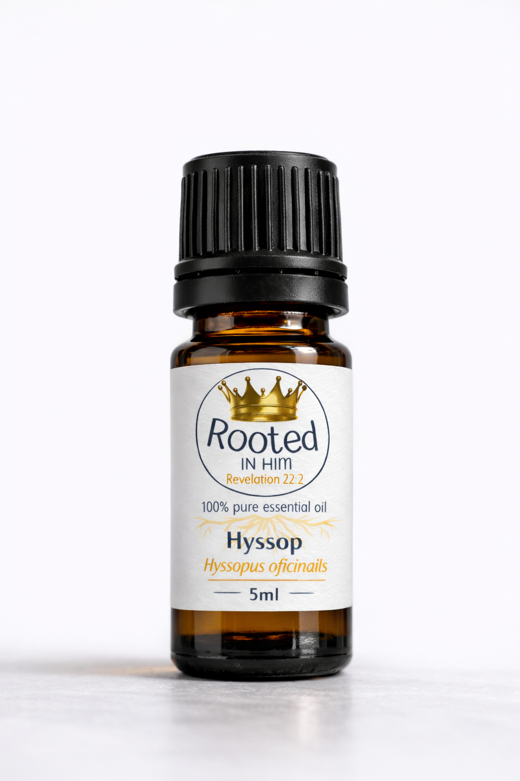 hyssop essential oil 5ml amber bottle rooted in him