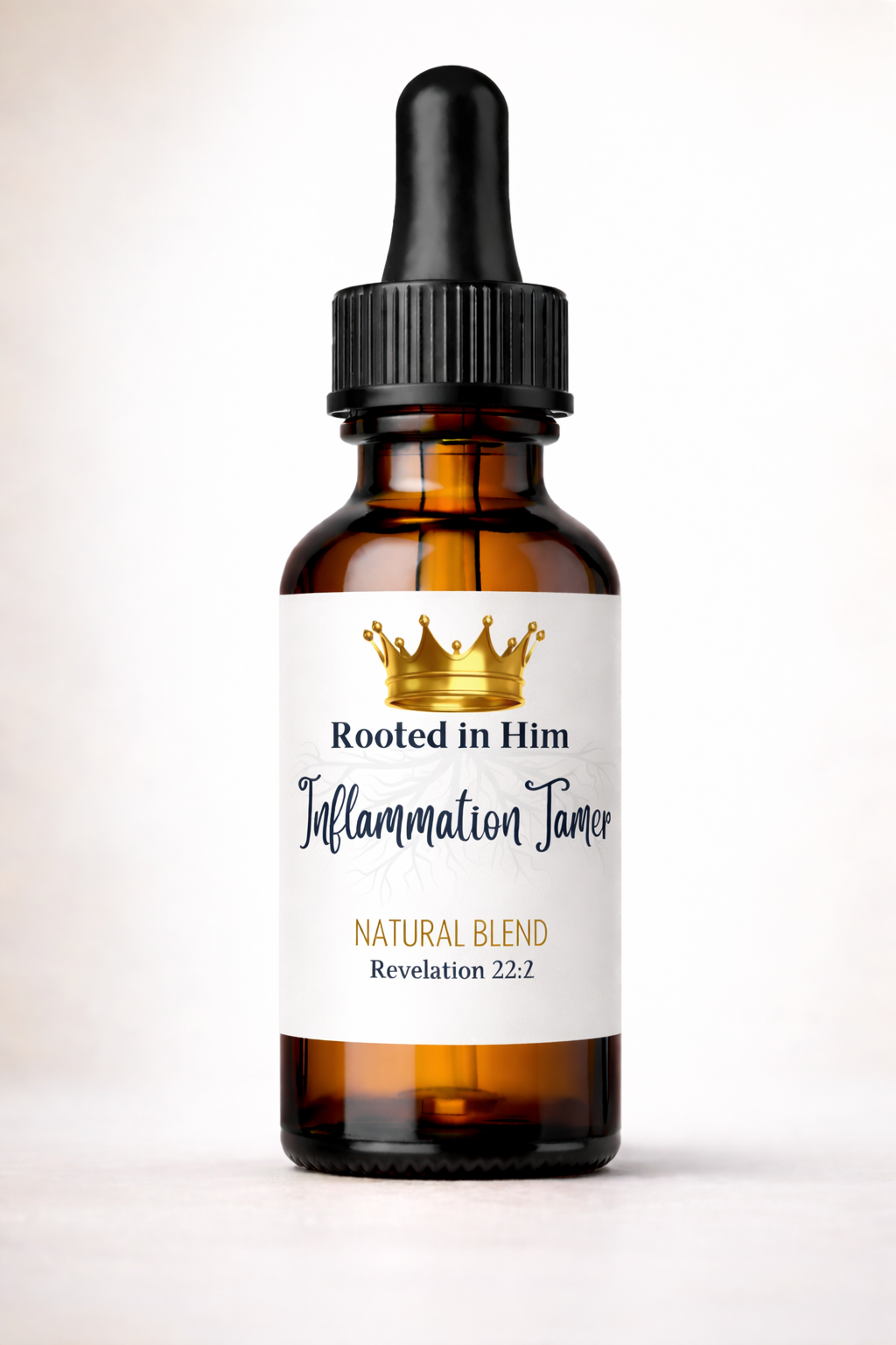 inflammation tamer blend healing oil blend 30ml amber bottle rooted in him