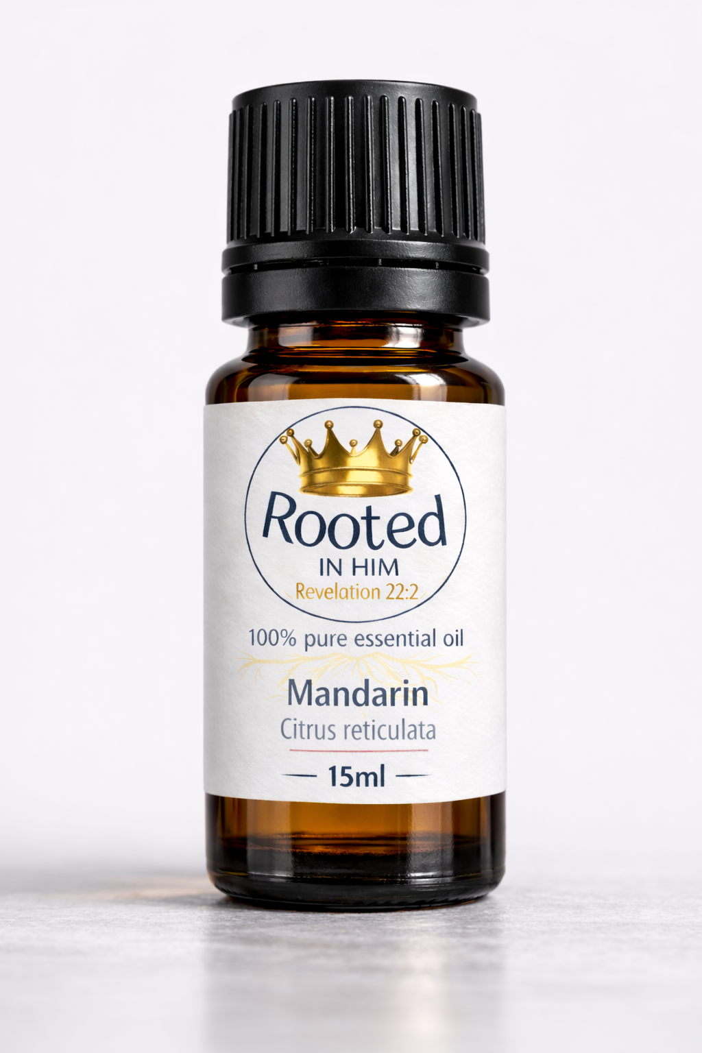 mandarin essential oil 15ml amber bottle rooted in him