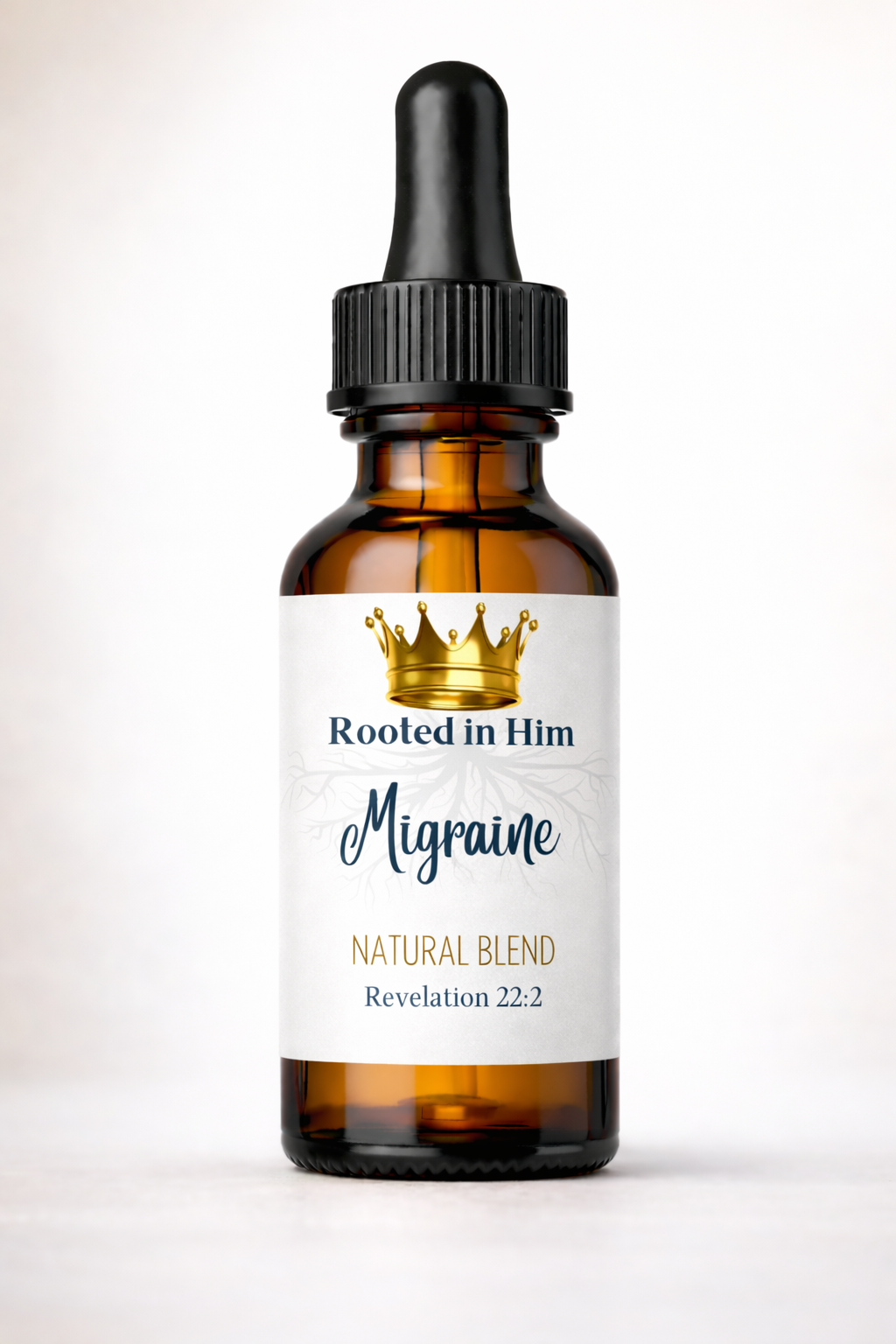 migraine healing oil blend 30ml amber bottle rooted in him