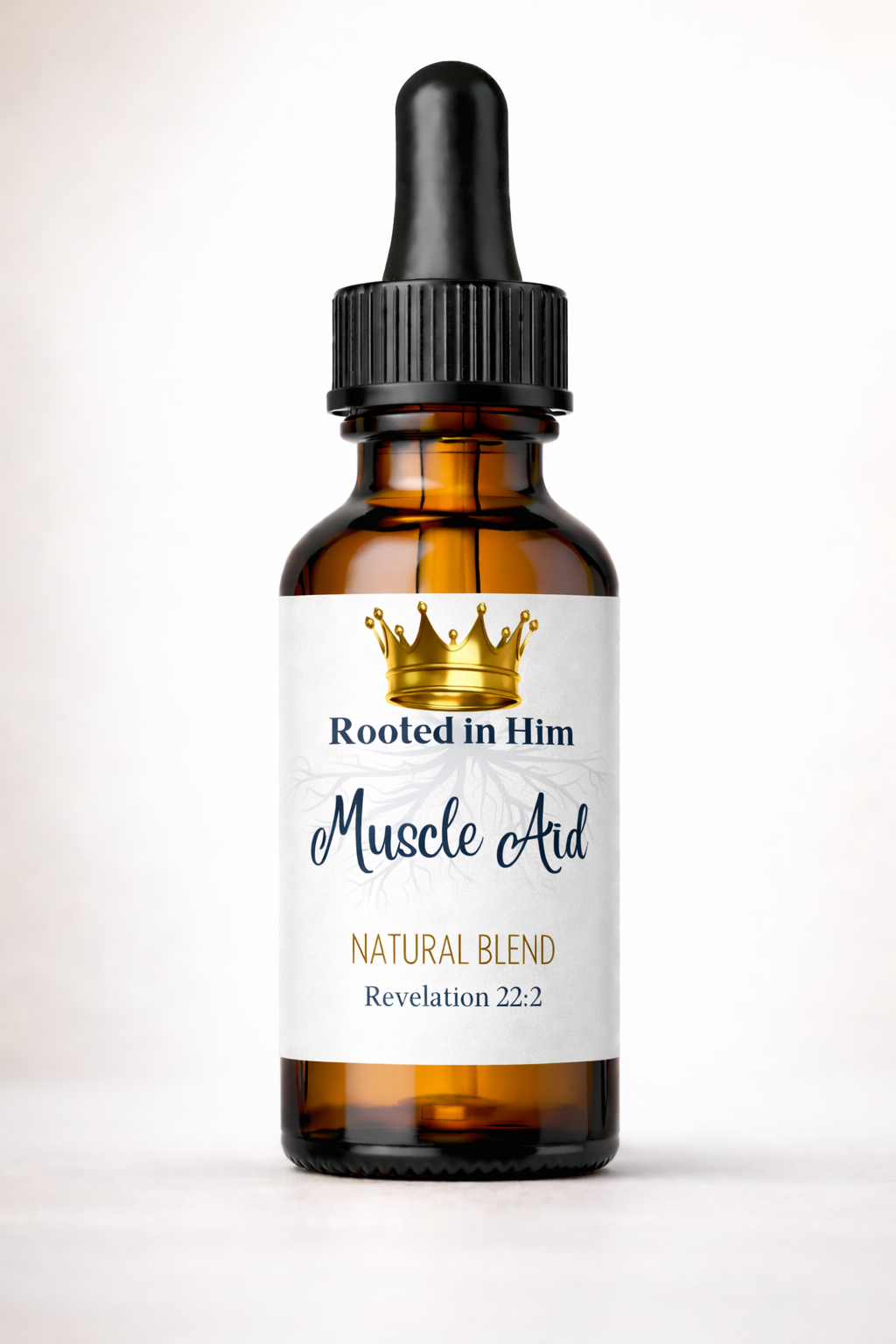 muscle aid healing oil blend 30ml amber bottle rooted in him