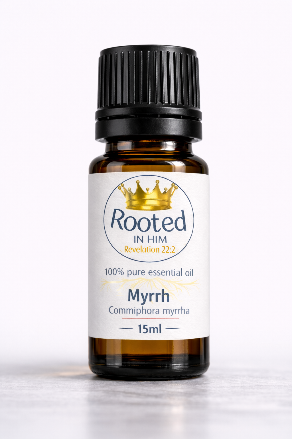 myrrh essential oil 15ml amber bottle rooted in him