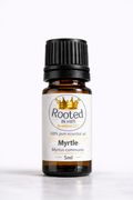 myrtle essential oil 5ml amber bottle rooted in him
