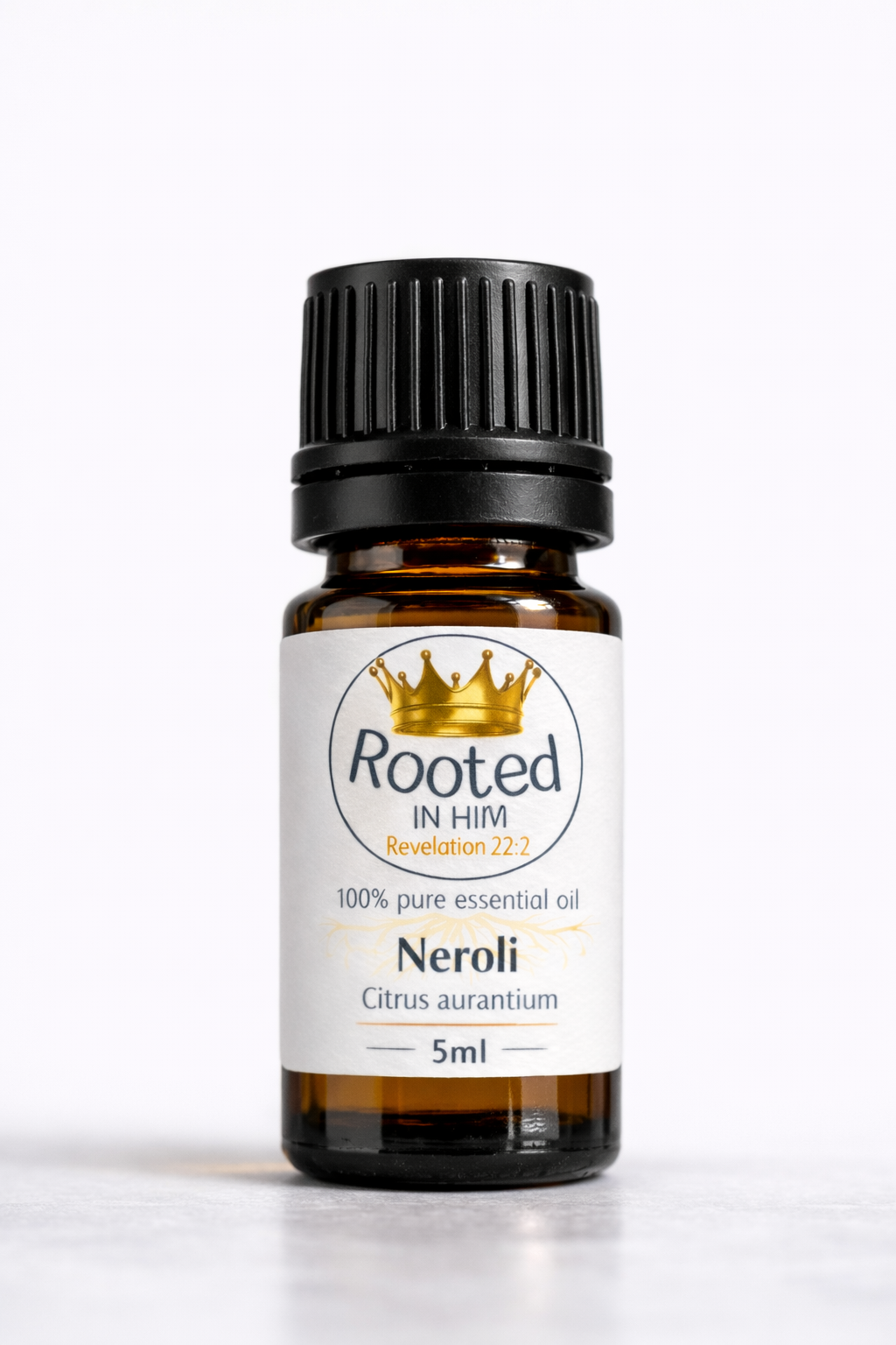 neroli essential oil 5ml amber bottle rooted in him