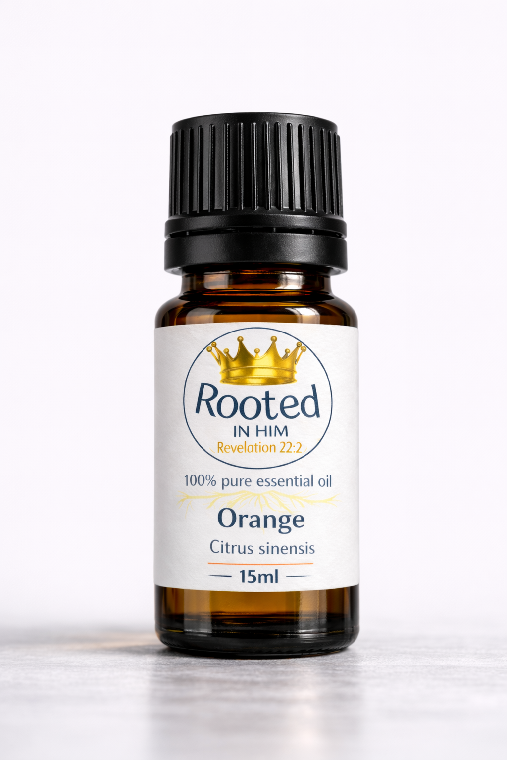 orange essential oil 15ml amber bottle rooted in him