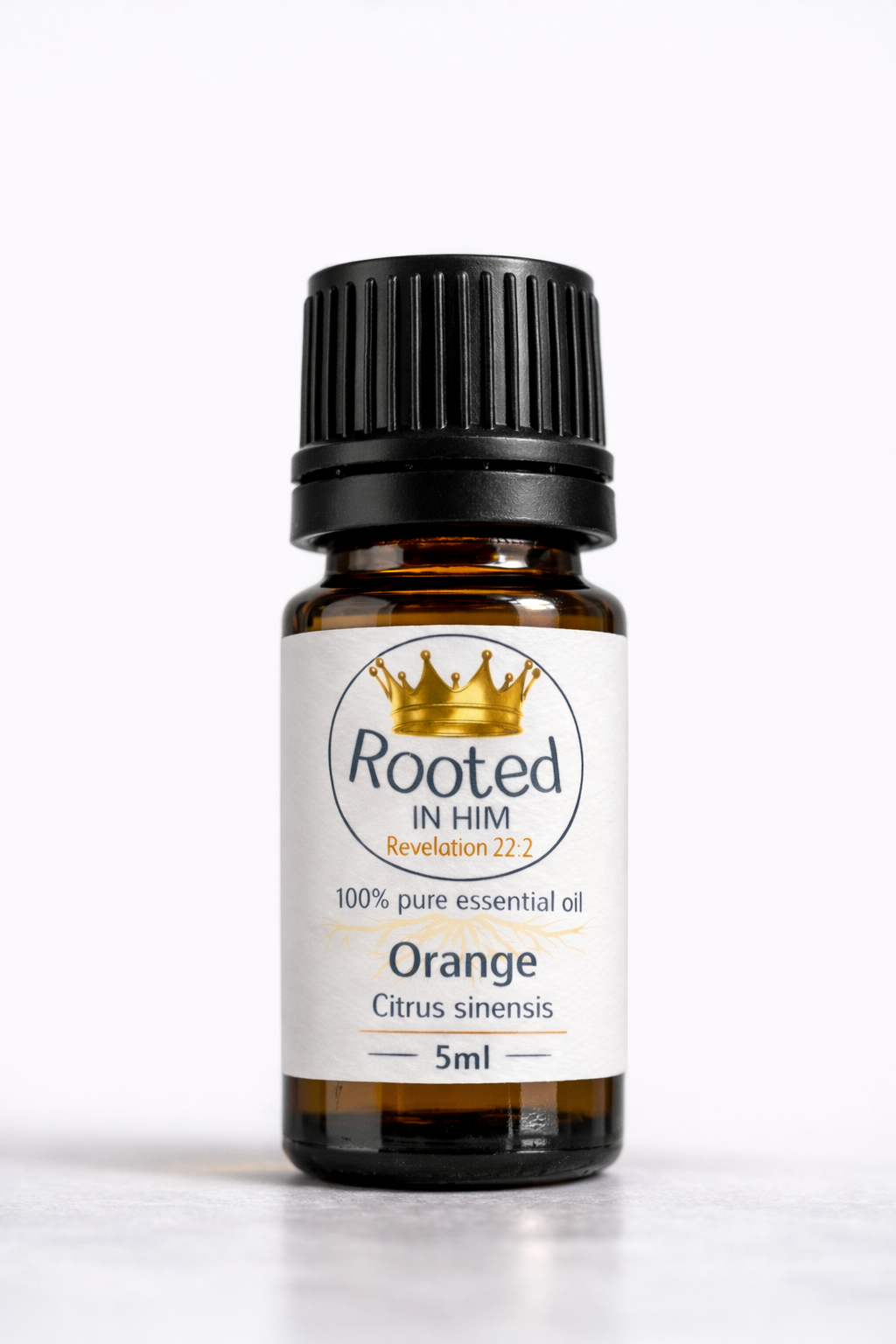 orange essential oil 5ml amber bottle rooted in him