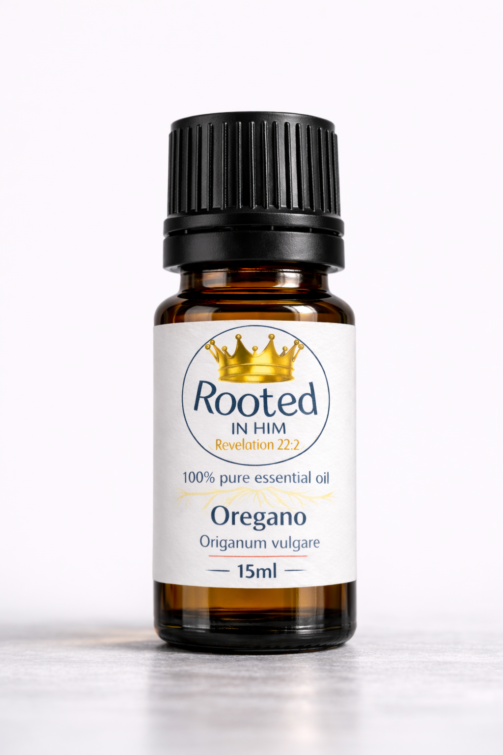 oregano essential oil 15ml amber bottle rooted in him