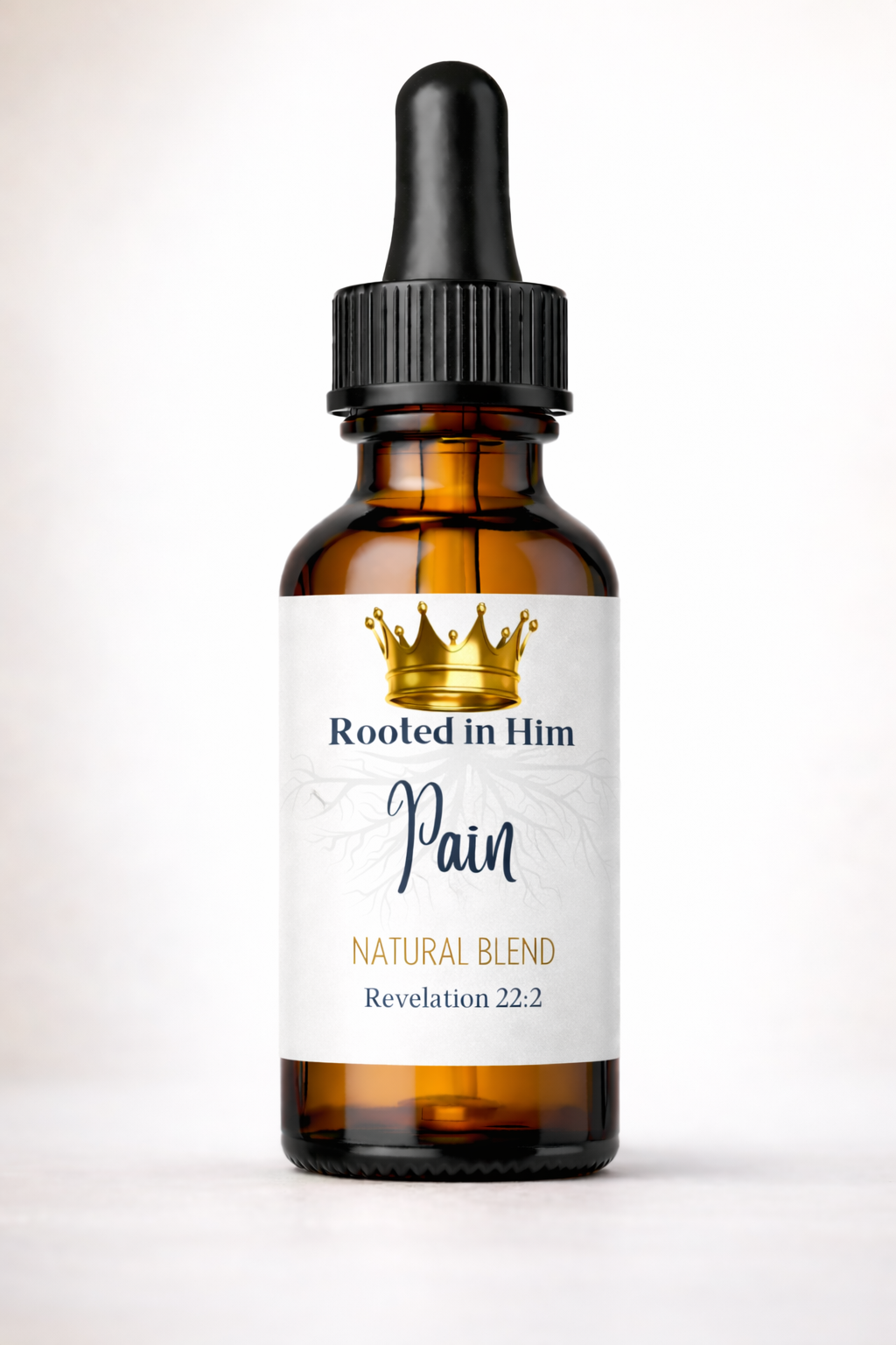 pain relief healing oil blend 30ml amber bottle rooted in him