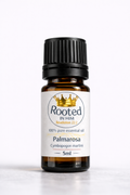 palmarosa essential oil 5ml amber bottle rooted in him
