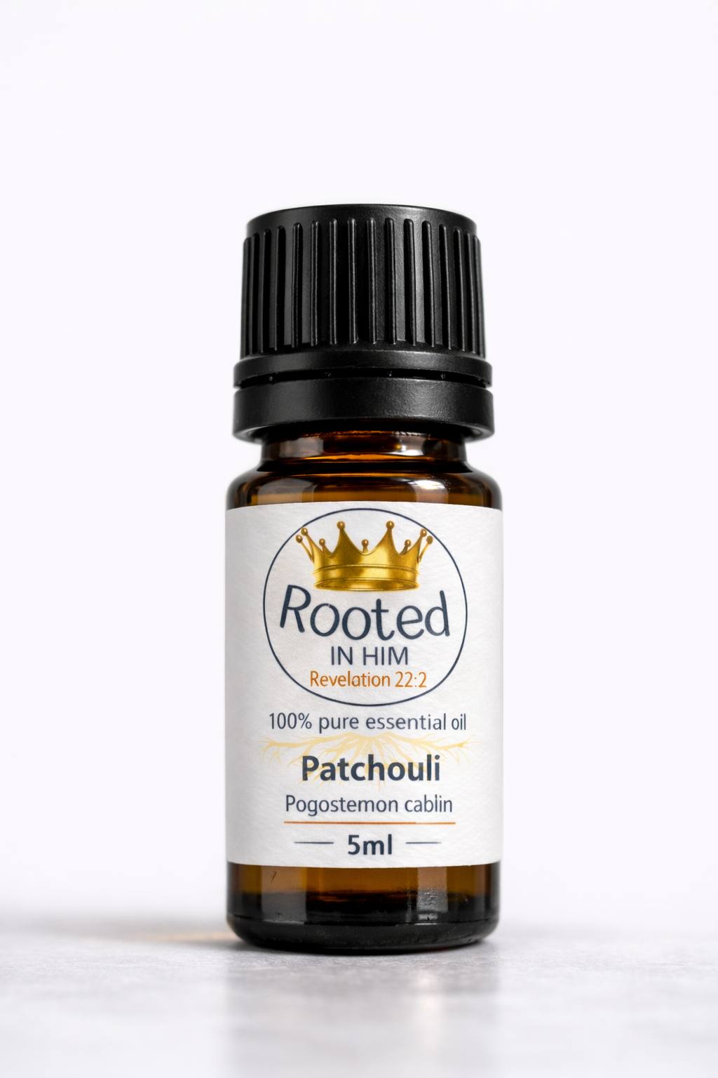 patchouli essential oil 5ml amber bottle rooted in him