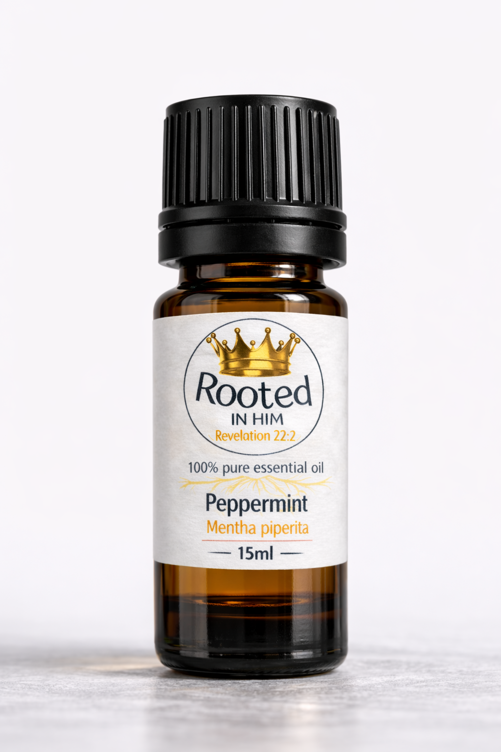 peppermint essential oil 15ml amber bottle rooted in him