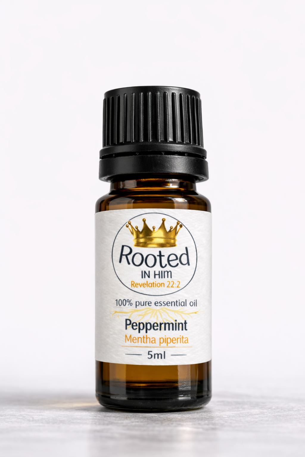 peppermint essential oil 5ml amber bottle rooted in him