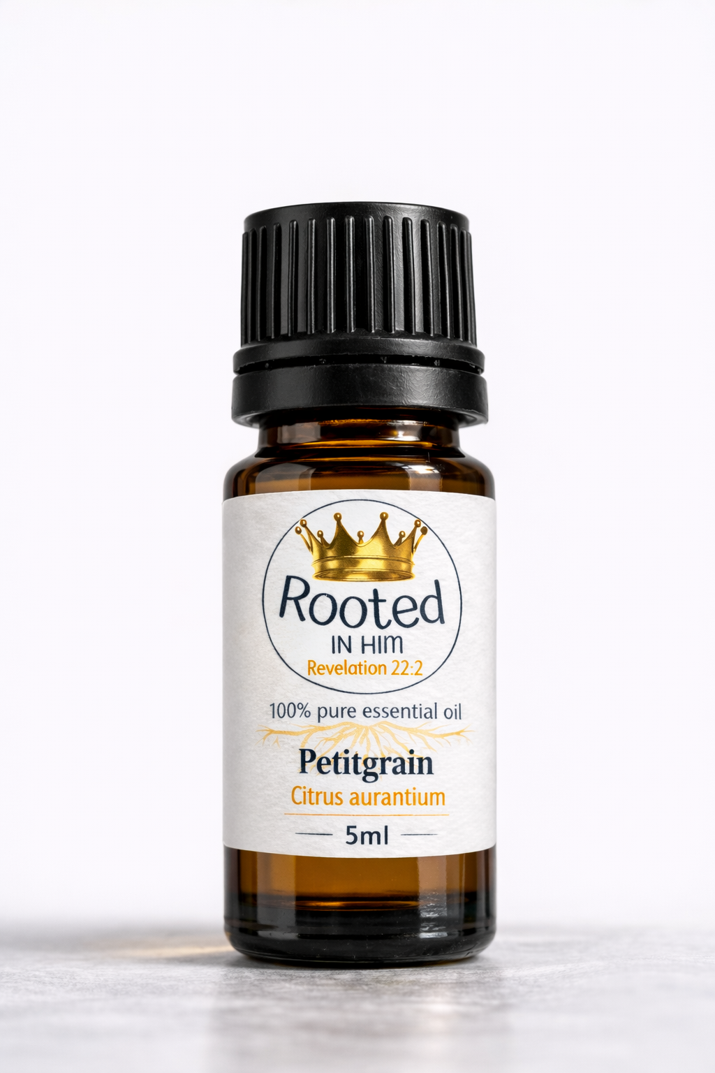 petitgrain essential oil 5ml amber bottle rooted in him