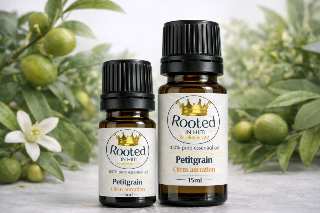 petitgrain essential oil bottles 5ml and 15ml rooted in him