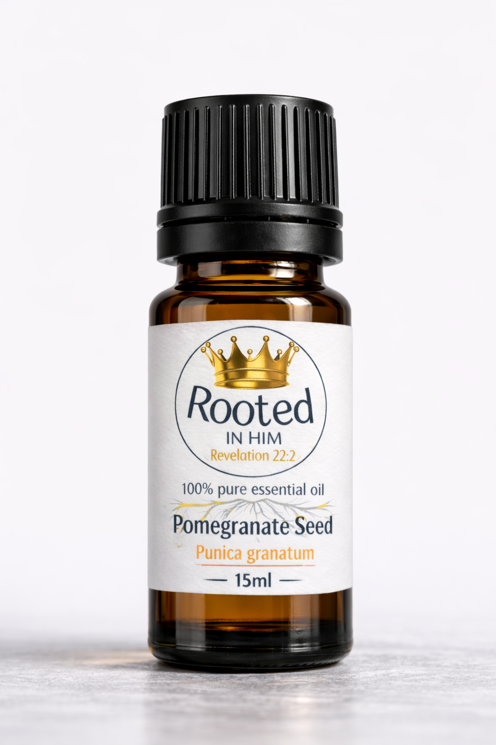 pomegranate seed oil 15ml amber bottle rooted in him