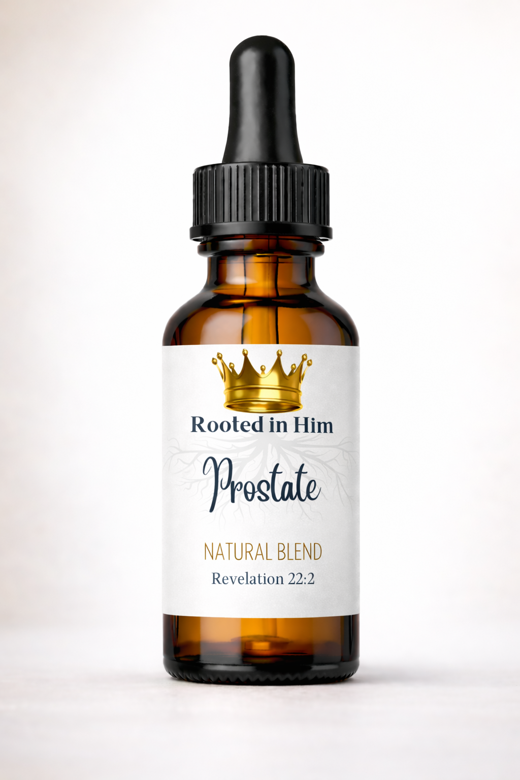 prostate healing oil blend 30ml amber bottle rooted in him