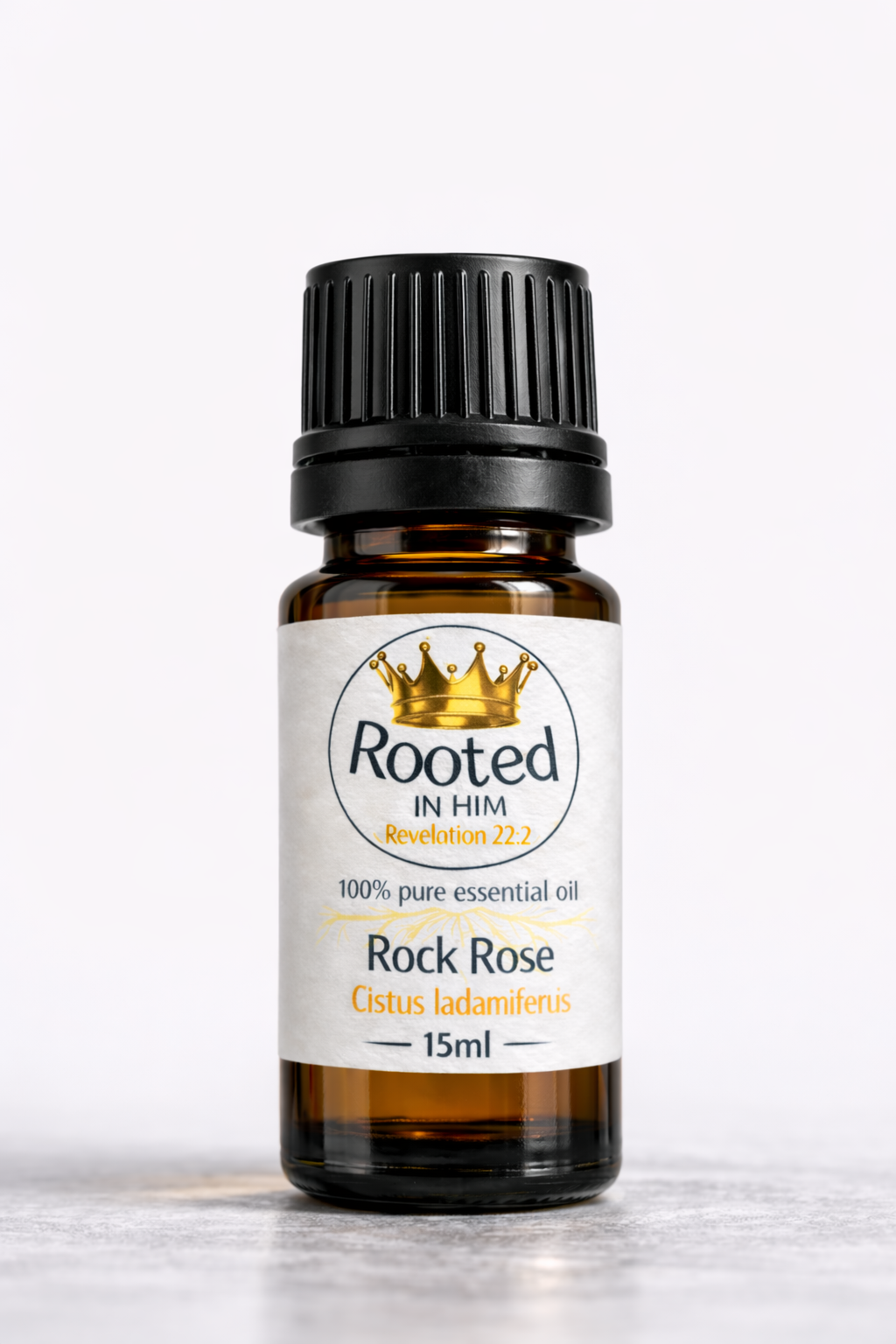 rock rose essential oil 15ml amber bottle rooted in him