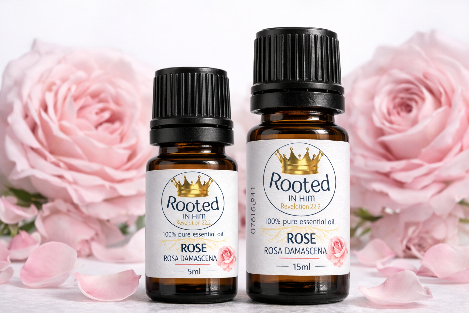 Rose essential oil bottle Rosa damascena pure essential oil by Rooted in Him
