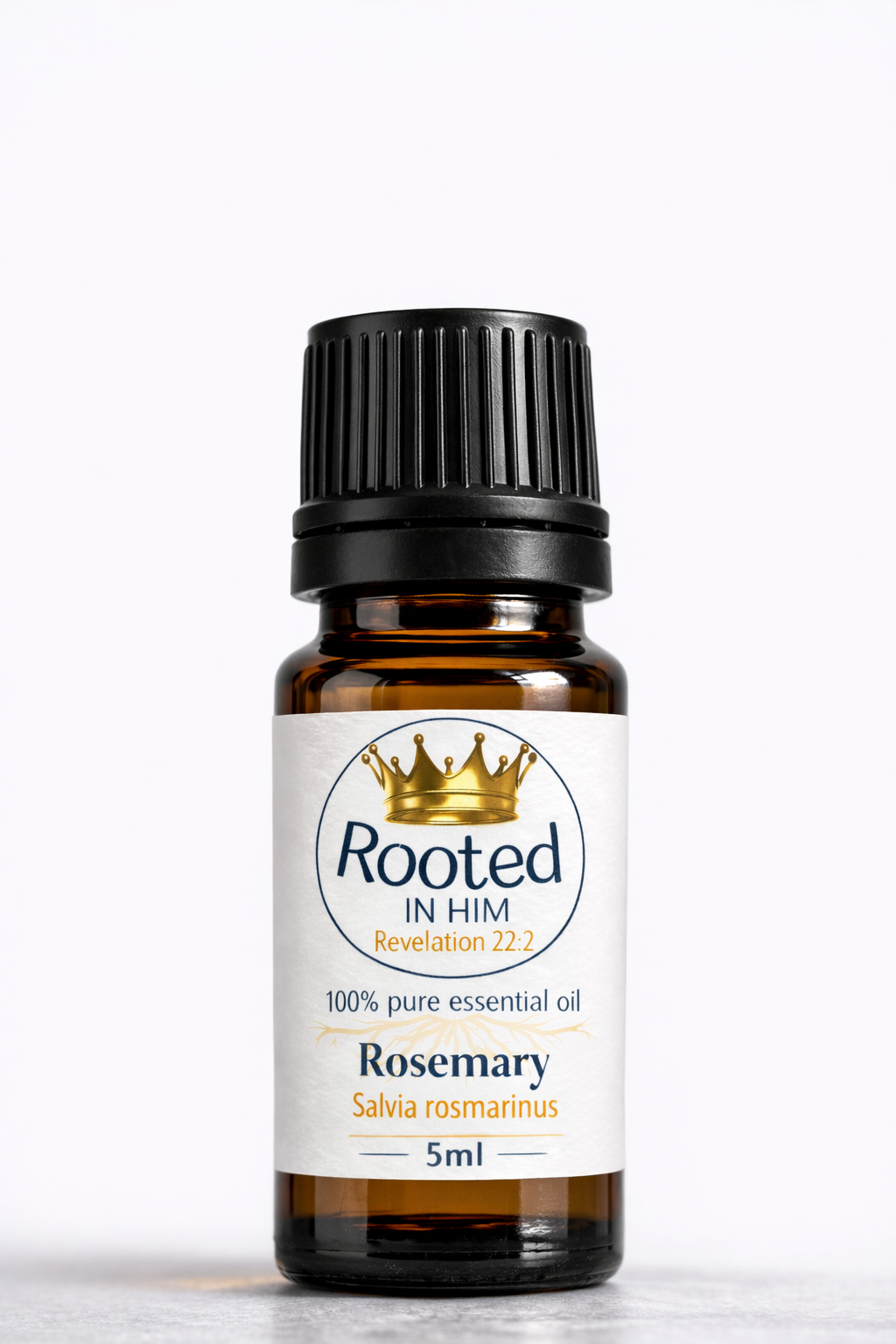 rosemary essential oil 5ml amber bottle rooted in him