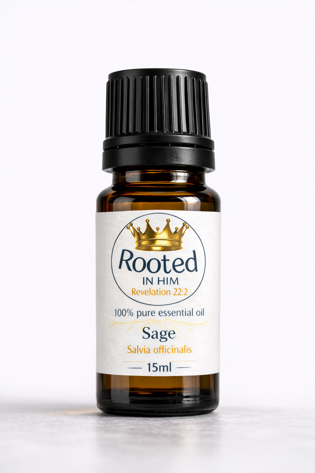 sage essential oil 15ml amber bottle rooted in him