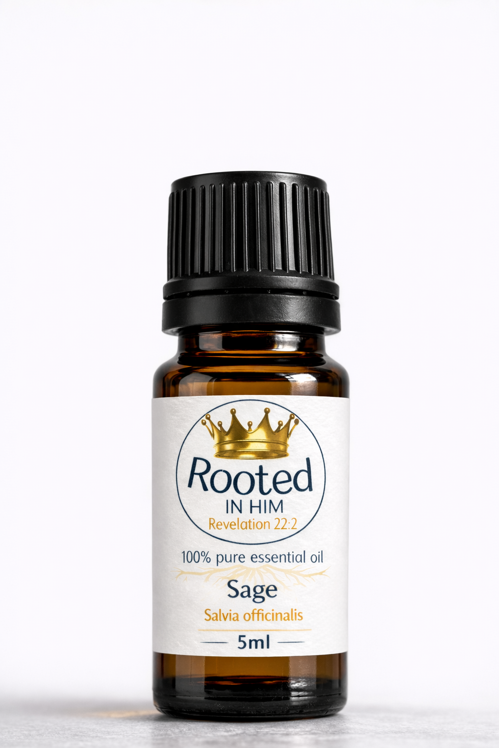 sage essential oil 5ml amber bottle rooted in him