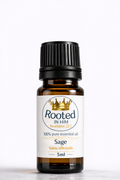 sage essential oil 5ml amber bottle rooted in him