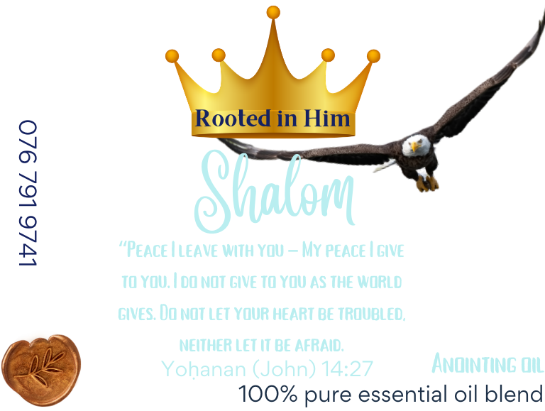 shalom anointing oil label rooted in him john 14 verse biblical peace