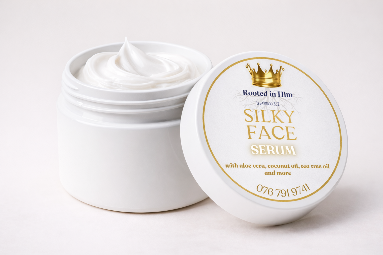silky face serum natural skincare jar rooted in him