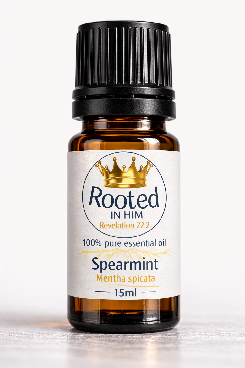 spearmint essential oil 15ml amber bottle rooted in him