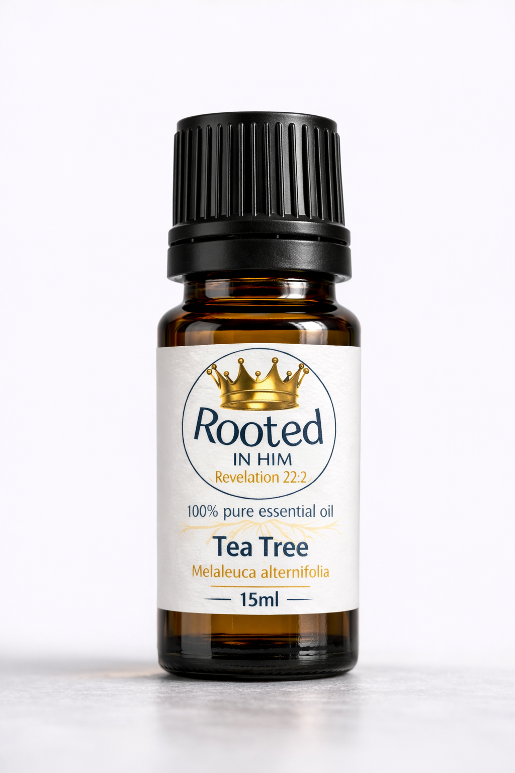 tea tree essential oil 15ml amber bottle rooted in him