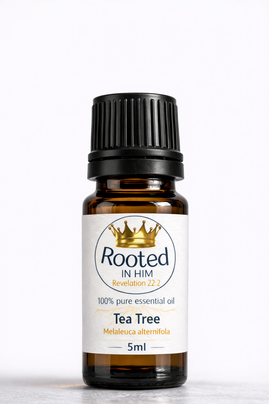 tea tree essential oil 5ml amber bottle rooted in him