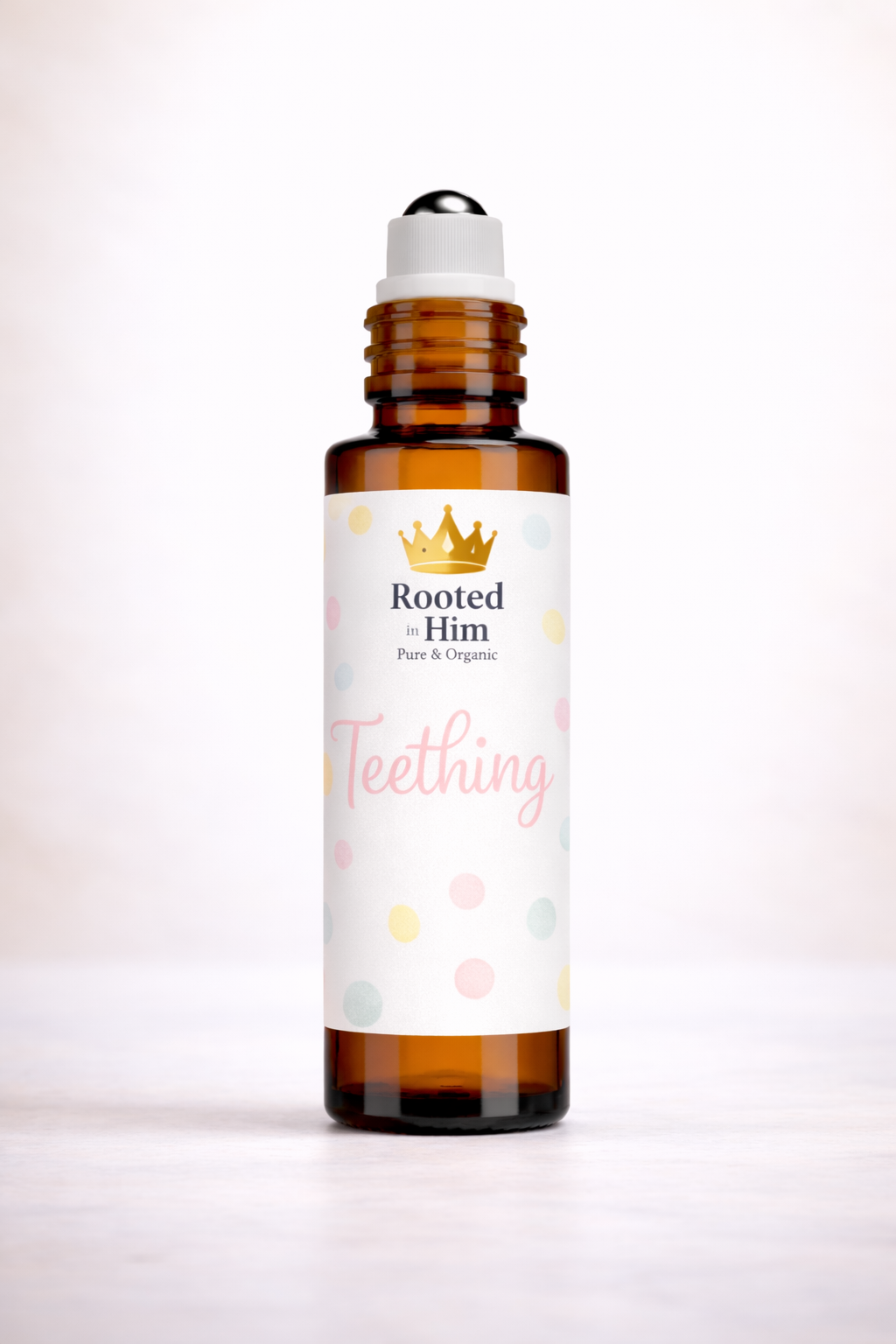 teething kids remedy roller 10ml amber bottle rooted in him